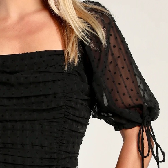 Lulu's Think of Me Swiss Dot Ruched Bodysuit in Black Brand New with Tags! - Picture 13 of 16